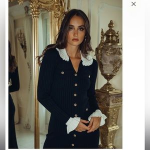 Contrast Collar Button Up Dress
